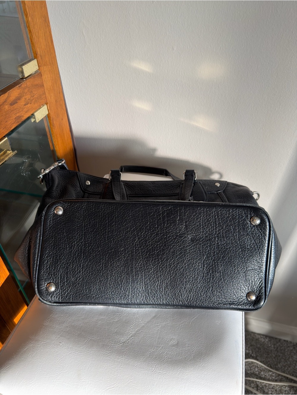 Coach Black Pebbled Leather Tote with Removable Strap - Picture 4 of 8